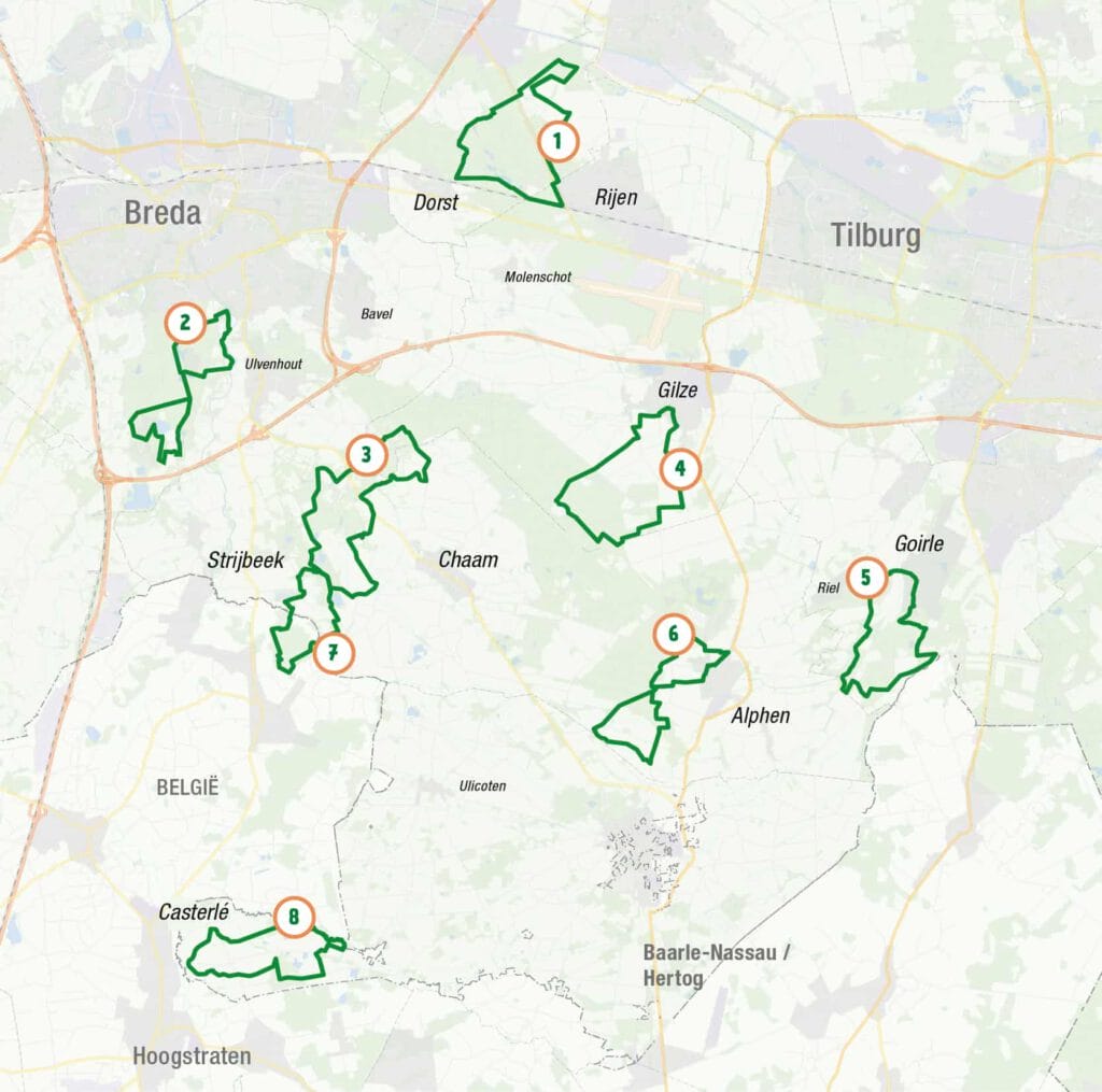 groene gebied tussen Tilburg, Breda en de Belgische grens